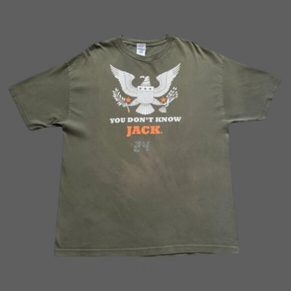 24 "You Don't Know Jack" SS Tee Size XL Promo Tee GUC Green - Picture 1 of 8